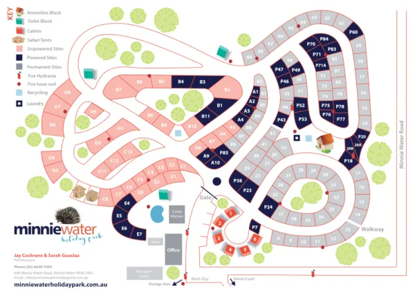 Minnie Water Holiday Park Map